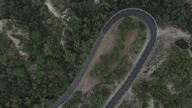 Hairpin turn on Rte de Montalba highway at Les Orgues ille sur Tet