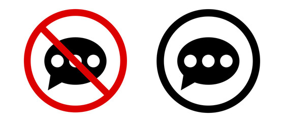 Conversation ban and conversation callout icon set. Vectors.