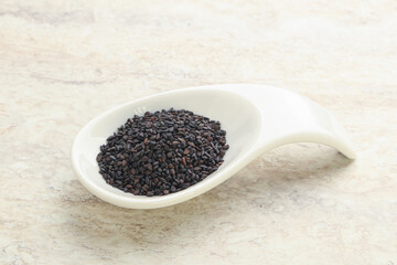 Black sesame seeds in the bowl