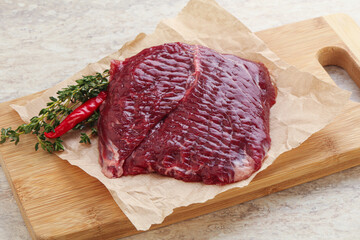 Raw beef machete steak for grill