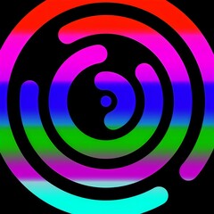 Colorful rainbow color spiral with black background illustration, Abstract illustration, wallpaper