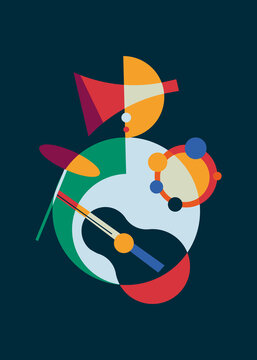 Abstract jazz musical instruments. Creative poster design.