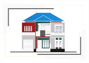 two-story house facade design drawing