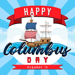 Obraz na płótnie Canvas Happy Columbus day banner with flagship