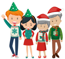 Happy family in Christmas theme