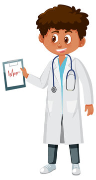 A male doctor cartoon character on white background