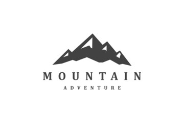 simple silhouette mountain adventure, travel, holiday, outdoor logo design	
