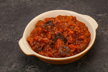 Eggplant saute with tomato and herbs