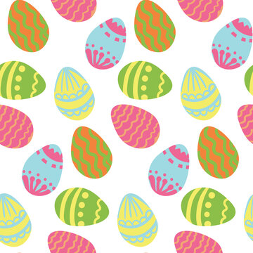 Seamless pattern with flowers and easter elements