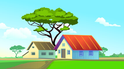 Indian rural house village house style vector 