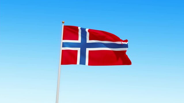 Norge flag on sky and on green screen isolated. Flag of Norway for green matte VFX effect in High Quality 4K for Travel, Sports, Political events.