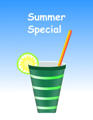 summer drink juice cup with straw 