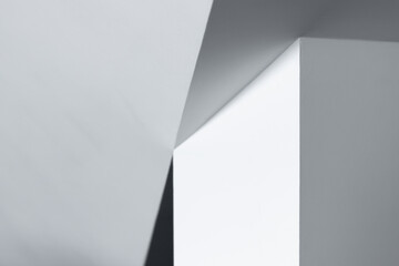 Abstract minimal interior fragment. White corners