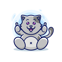 cute cat sitting cheer ok kawaii