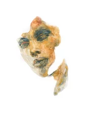 Foto op Canvas watercolor painting. abstract woman portrait. illustration.   © Anna Ismagilova