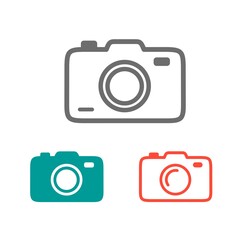 Camera icon, photo taking tool symbol, flat design isolated on white background.