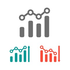 analytic icons increase and decrease.  flat design business symbol on white background.