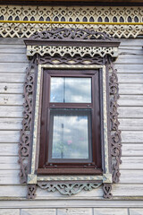 window with carved platbands