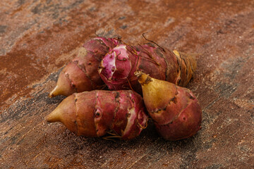 Raw topinambur root or Jerusalem artichoke