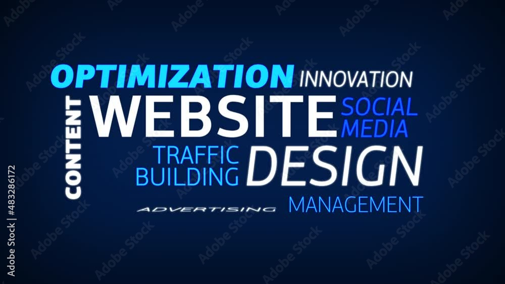 Wall mural website design web graphic word cloud. traffic optimization tag cloud. webdesign seo optimization ba