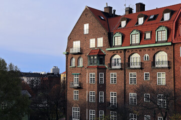 Ostermalm district typical swedish cobblestone house, Stockholm Sweden