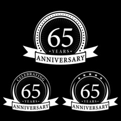 65 years anniversary logo collections. Set of 65th Anniversary logotype template. Vector and illustration.