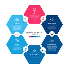 Steps business timeline process infographic template design with icons