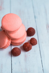 Close up of macarons cakes.