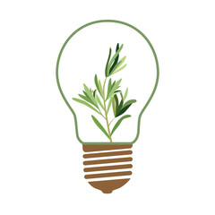 Vector eco light bulb icon with green leaf. Light bulb with tree inside vector. Natural energy icon isolated on white background