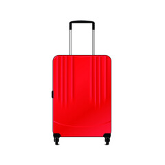 Red suitcase for travelling isolated on a white background