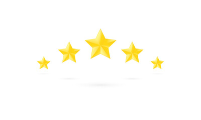 Five stars line symbol on white background, Customer review icon, Quality rating