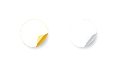 White round stickers with shiny metallic, Round paper sticker mockup