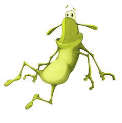  Illustration of a Cute Green Insect Cartoon Character