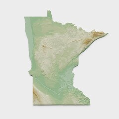 Minnesota Topographic Relief Map  - 3D Render