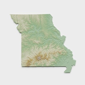 Missouri Topographic Relief Map  - 3D Render