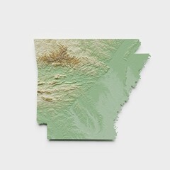 Arkansas Topographic Relief Map  - 3D Render
