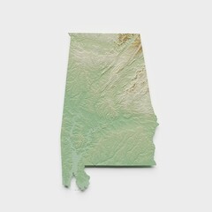 Alabama Topographic Relief Map  - 3D Render