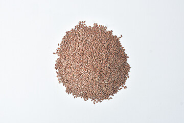 natural brown flaxseed white background