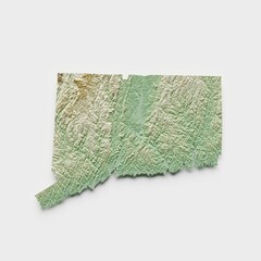 Connecticut Topographic Relief Map  - 3D Render
