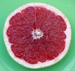 Sliced red grapefruit
