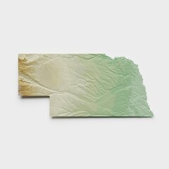 Nebraska Topographic Relief Map  - 3D Render