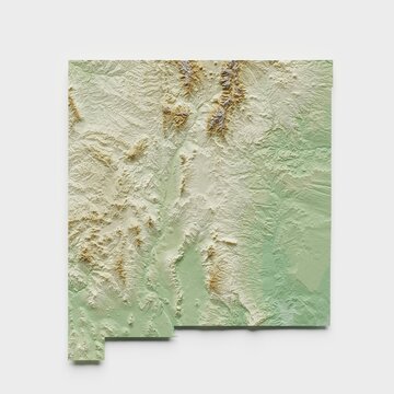 New Mexico Topographic Relief Map  - 3D Render