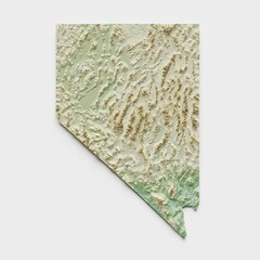 Nevada Topographic Relief Map  - 3D Render