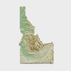 Idaho Topographic Relief Map  - 3D Render