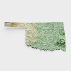 Oklahoma Topographic Relief Map  - 3D Render