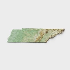 Tennessee Topographic Relief Map  - 3D Render
