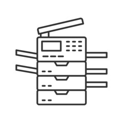 Multi function Printers and Copiers with Opened Paper Tray Concept Vector Icon Design, Offset Printing Symbol, Digital Printer Services Sign, Cmyk Color print equipment Stock illustration