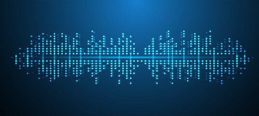 abstract wave sound particle line. background data technology vector illustration