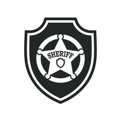 Sheriff star graphic sign. Sheriff emblem isolated on white background. Marshal symbol. Vector illustration