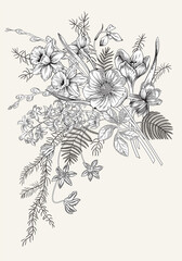 Spring flowers. Blooming  garden. Vector illustration.